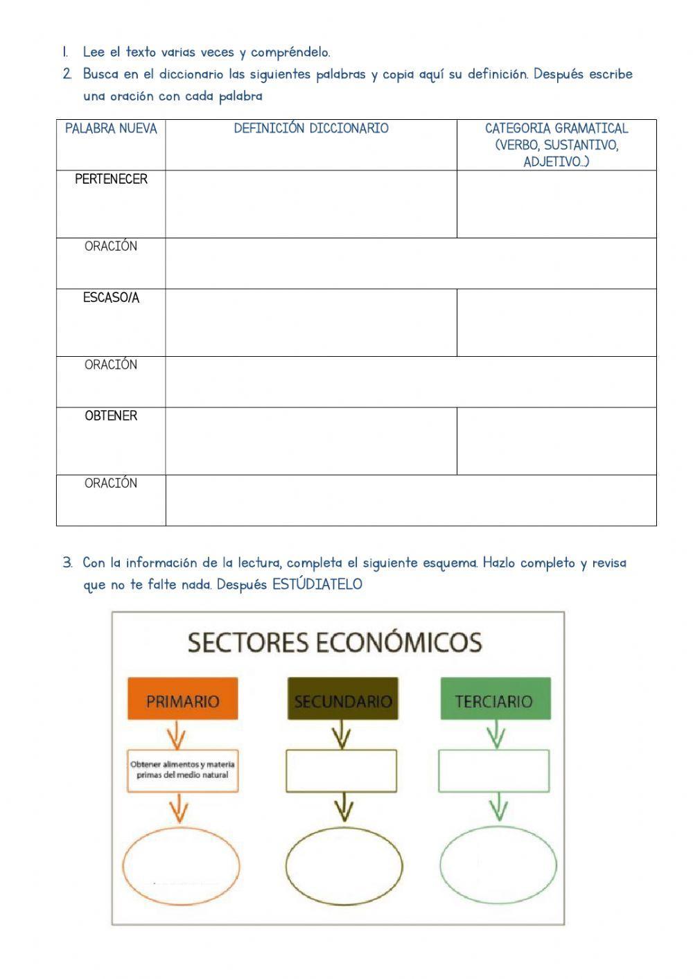 Comprension lectora SECTORES ECONOMICOS