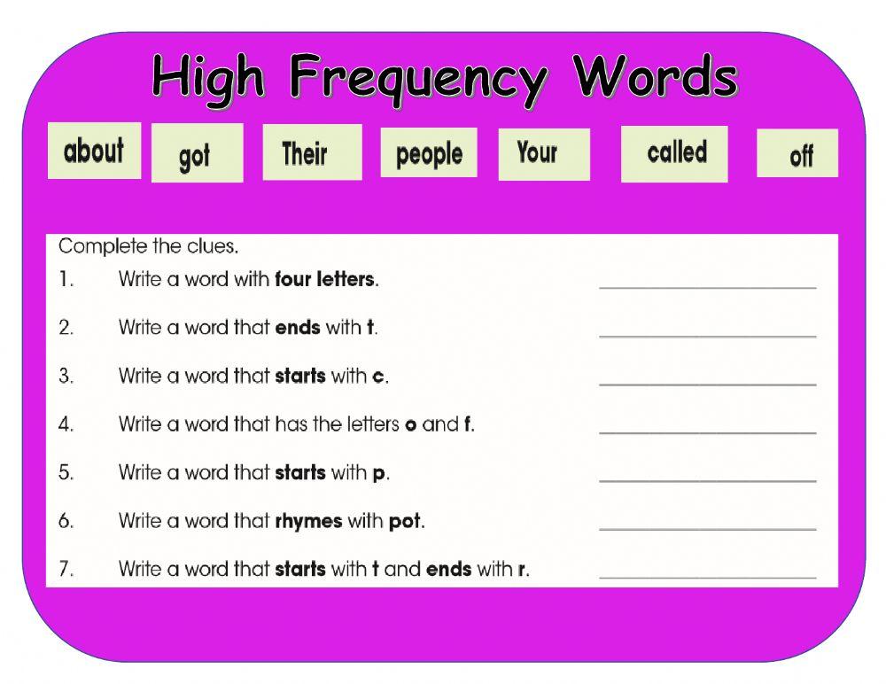 High Frequency Words 2