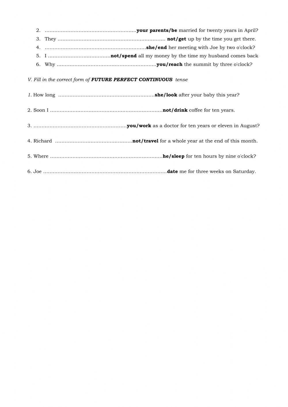 Future tenses revision exercises