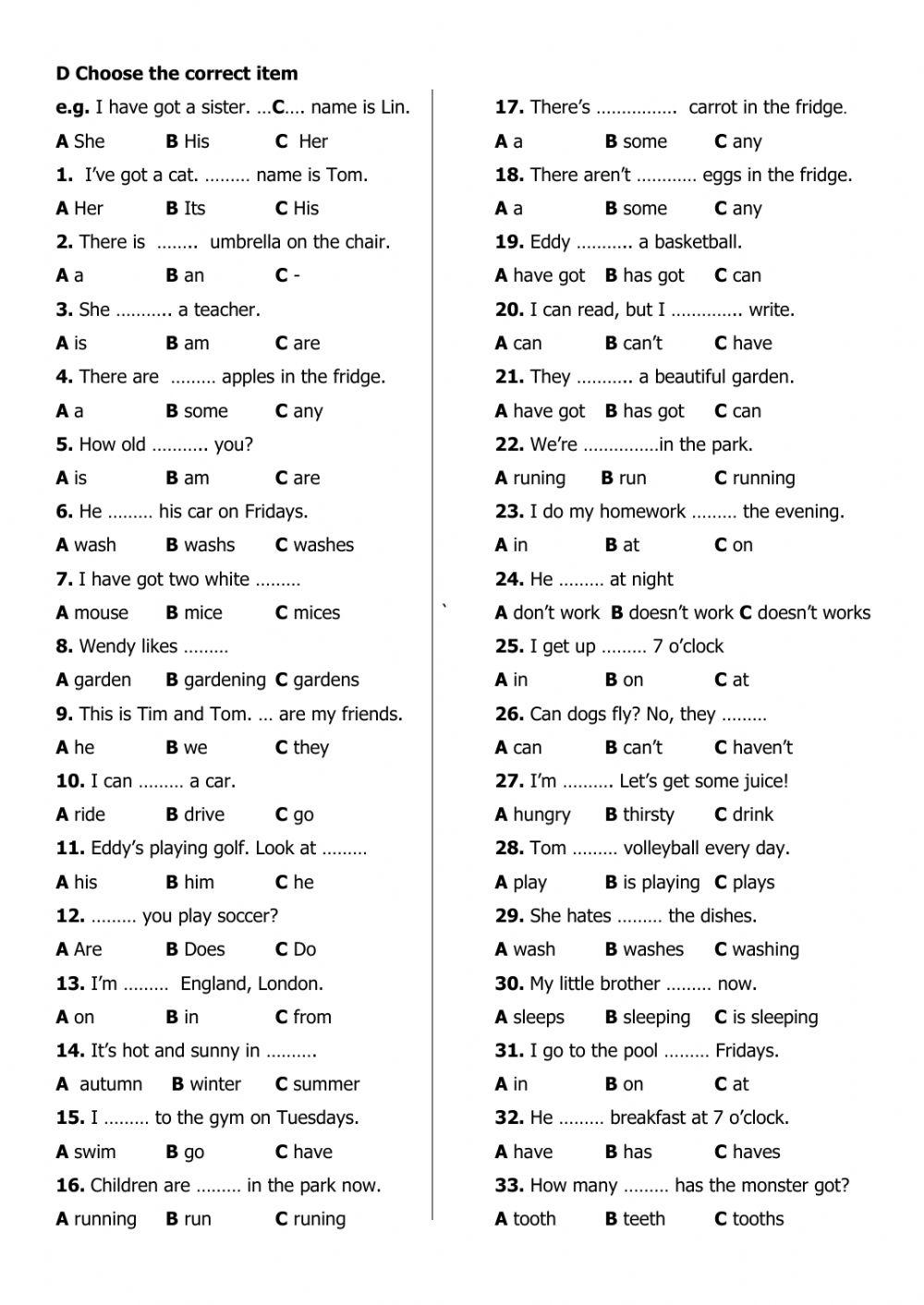 Welcome 1 unit 1-10 Test