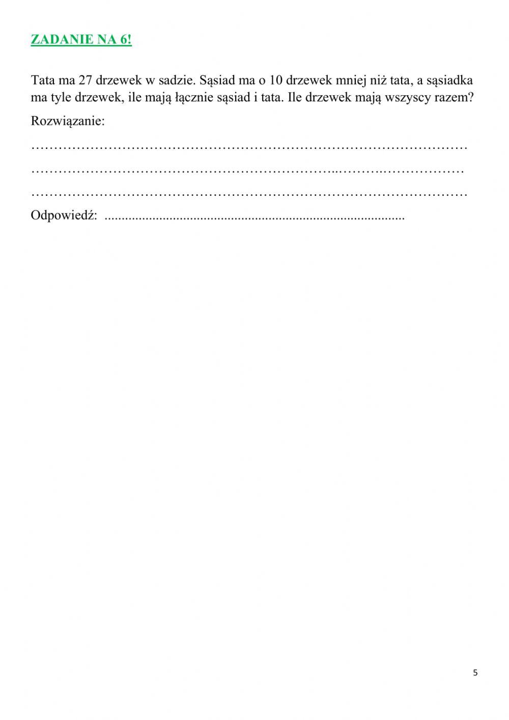 Sprawdzian na koniec 2 klasy