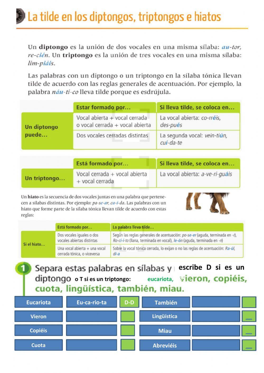 ACENTUACIÓN, diptongos, triptongos e hiatos