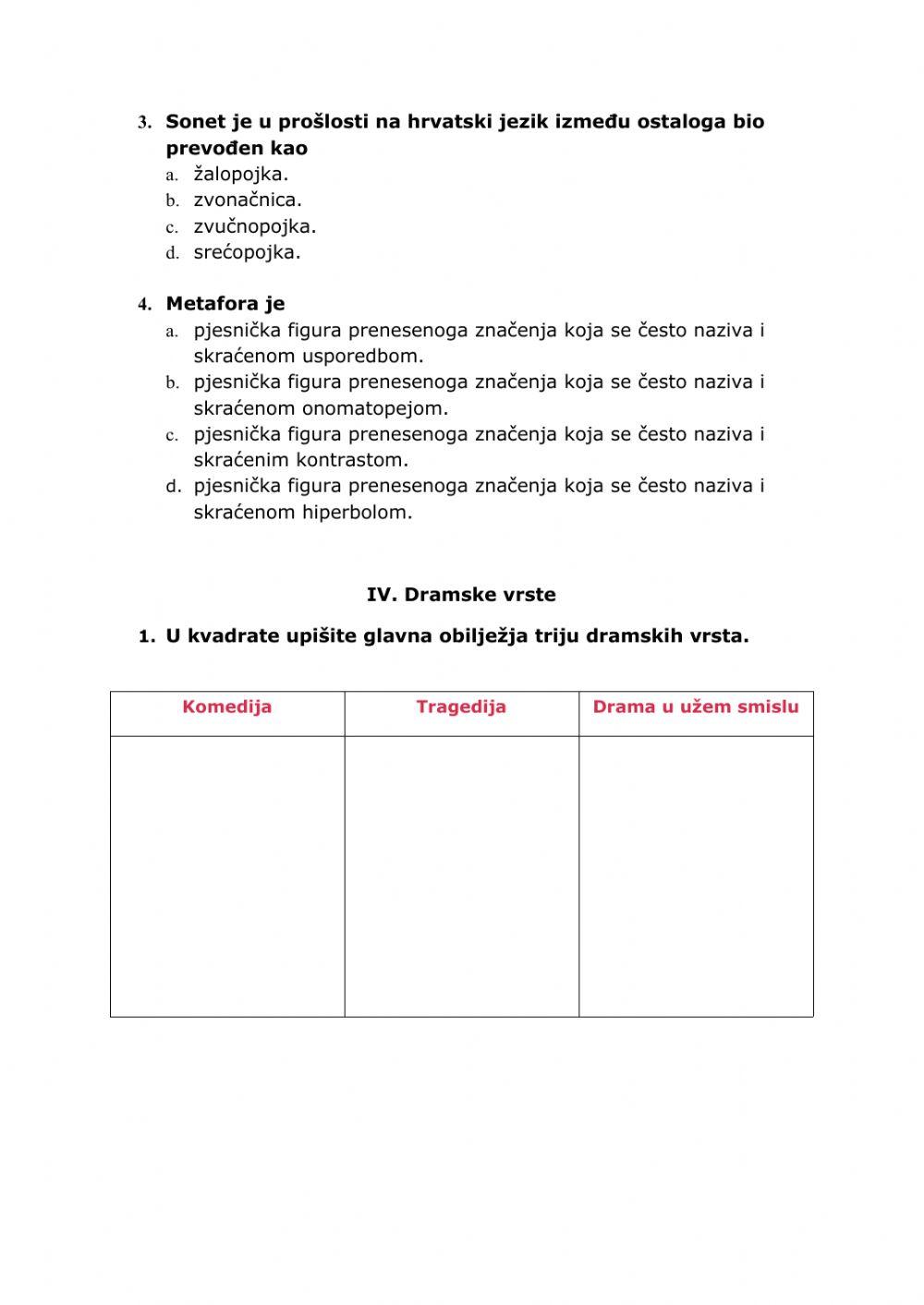 Ponavljanje gradiva književnosti 7