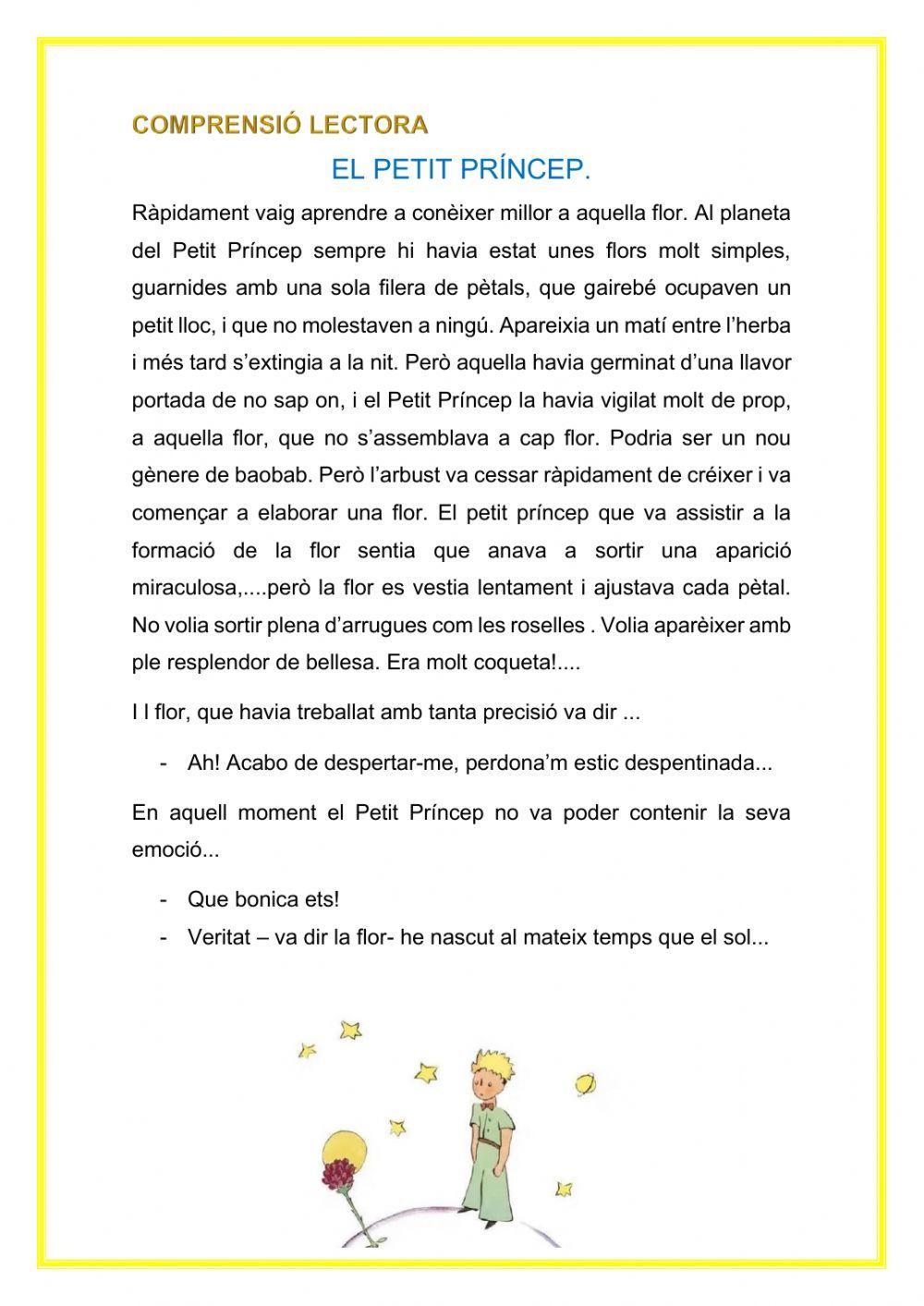 Comprensió lectora petit Princep