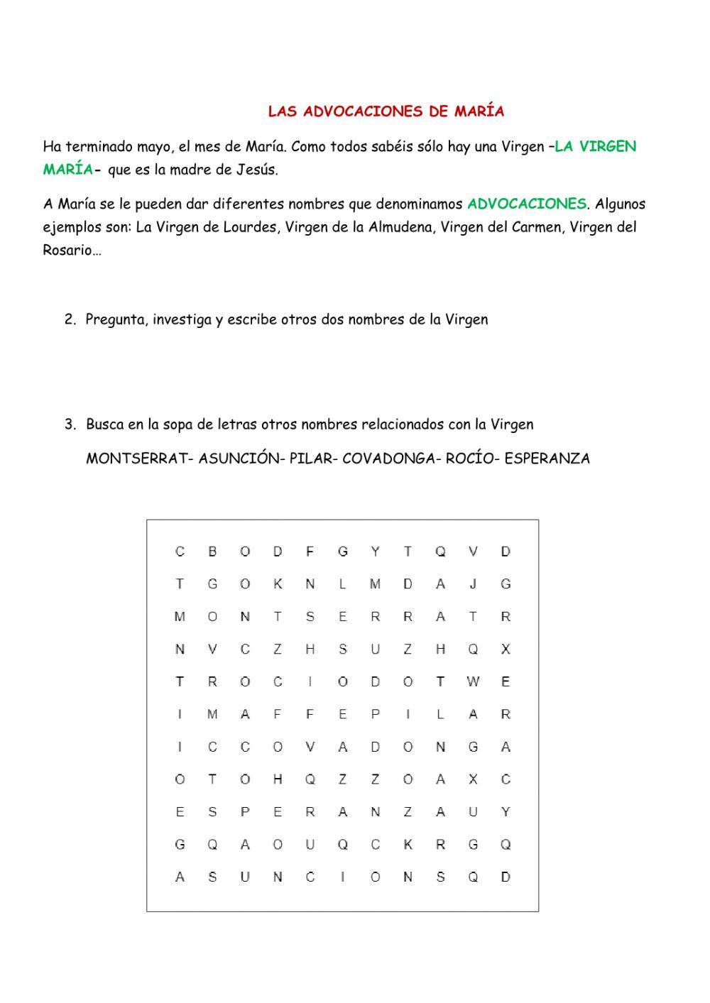 CALENDARIO Y ADVOCACIONES