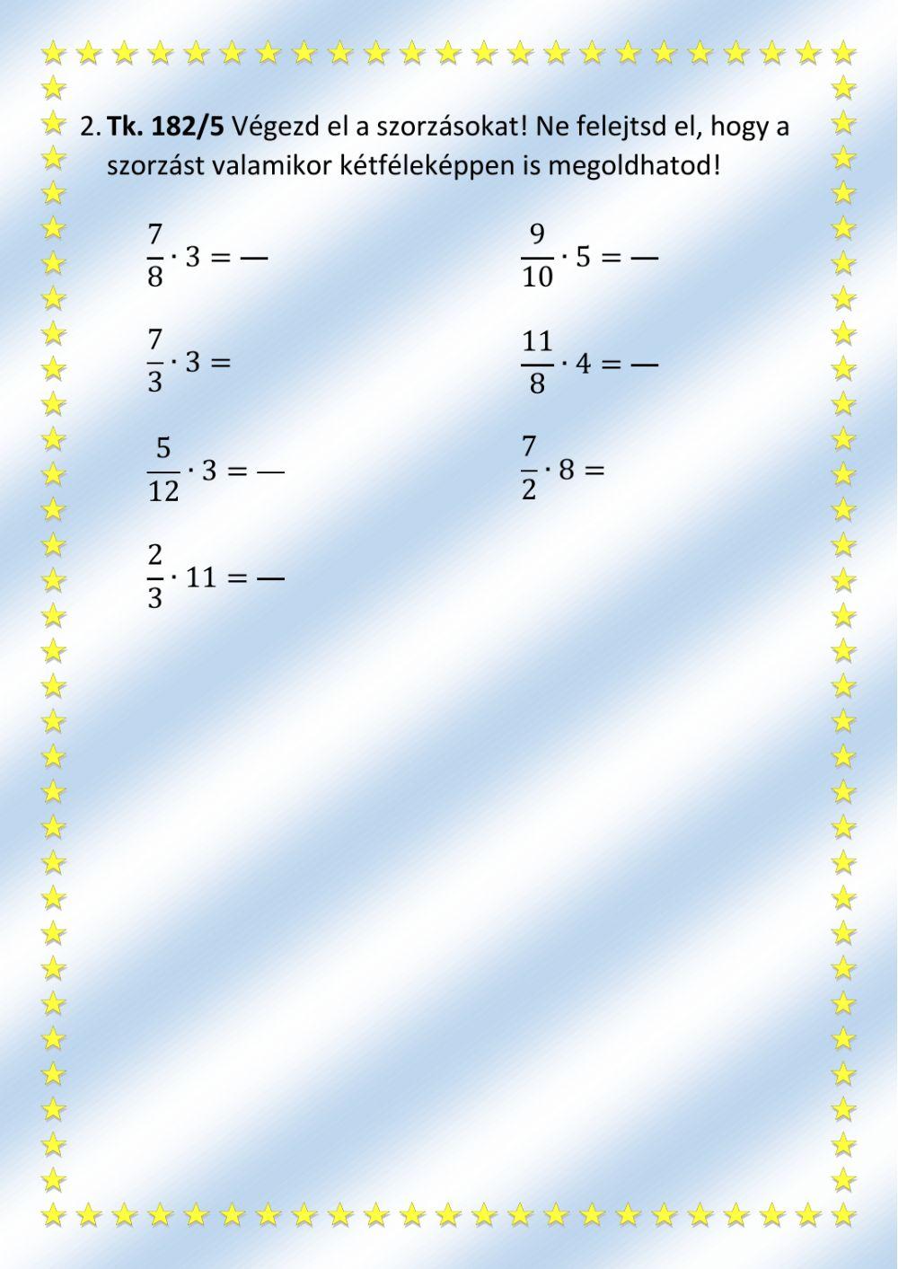 Törtek szorzása természetes számmal