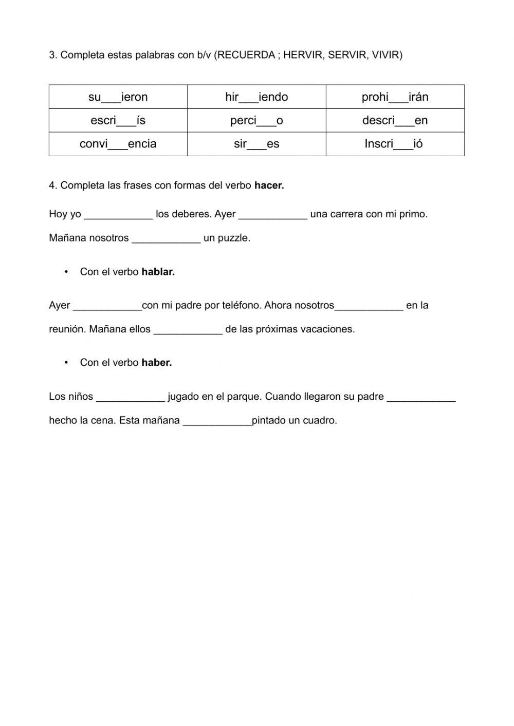 Repaso worksheet for 3º primaria | Live Worksheets