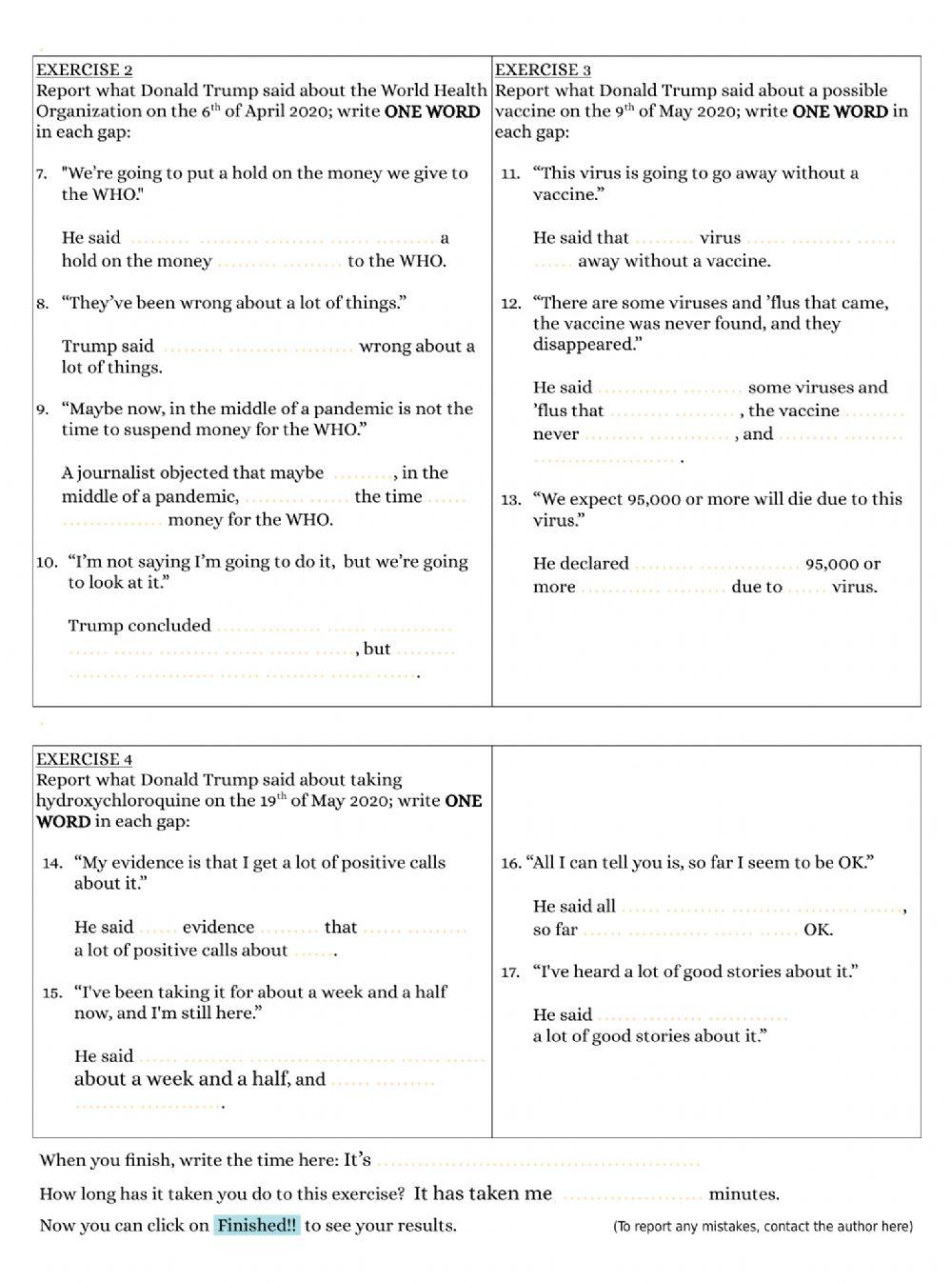 Reported speech theory & easy practice - statements