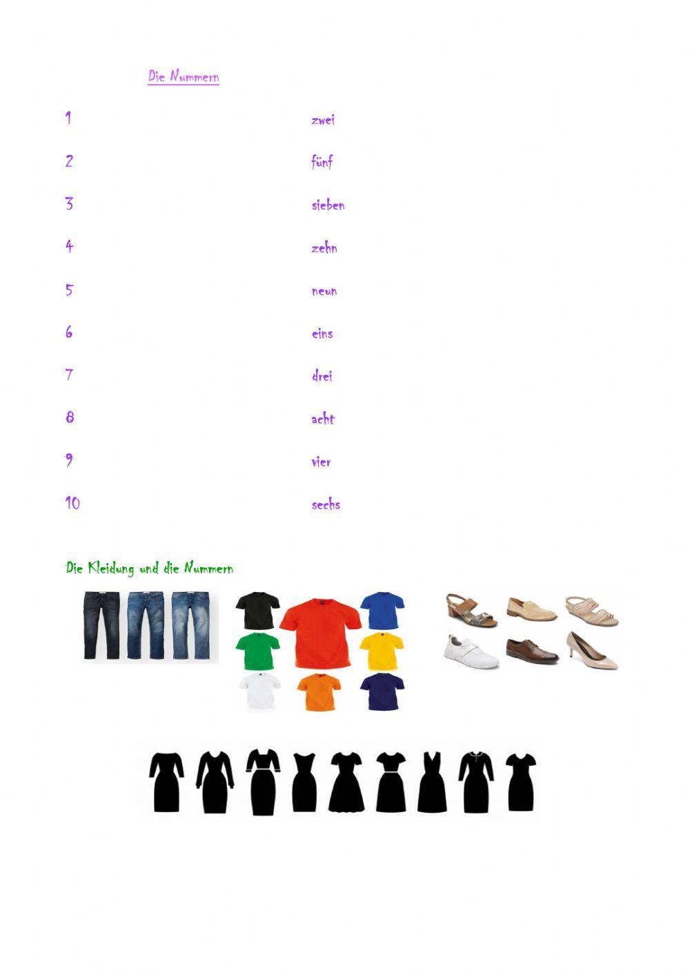 Die Nummern und die Kleidung
