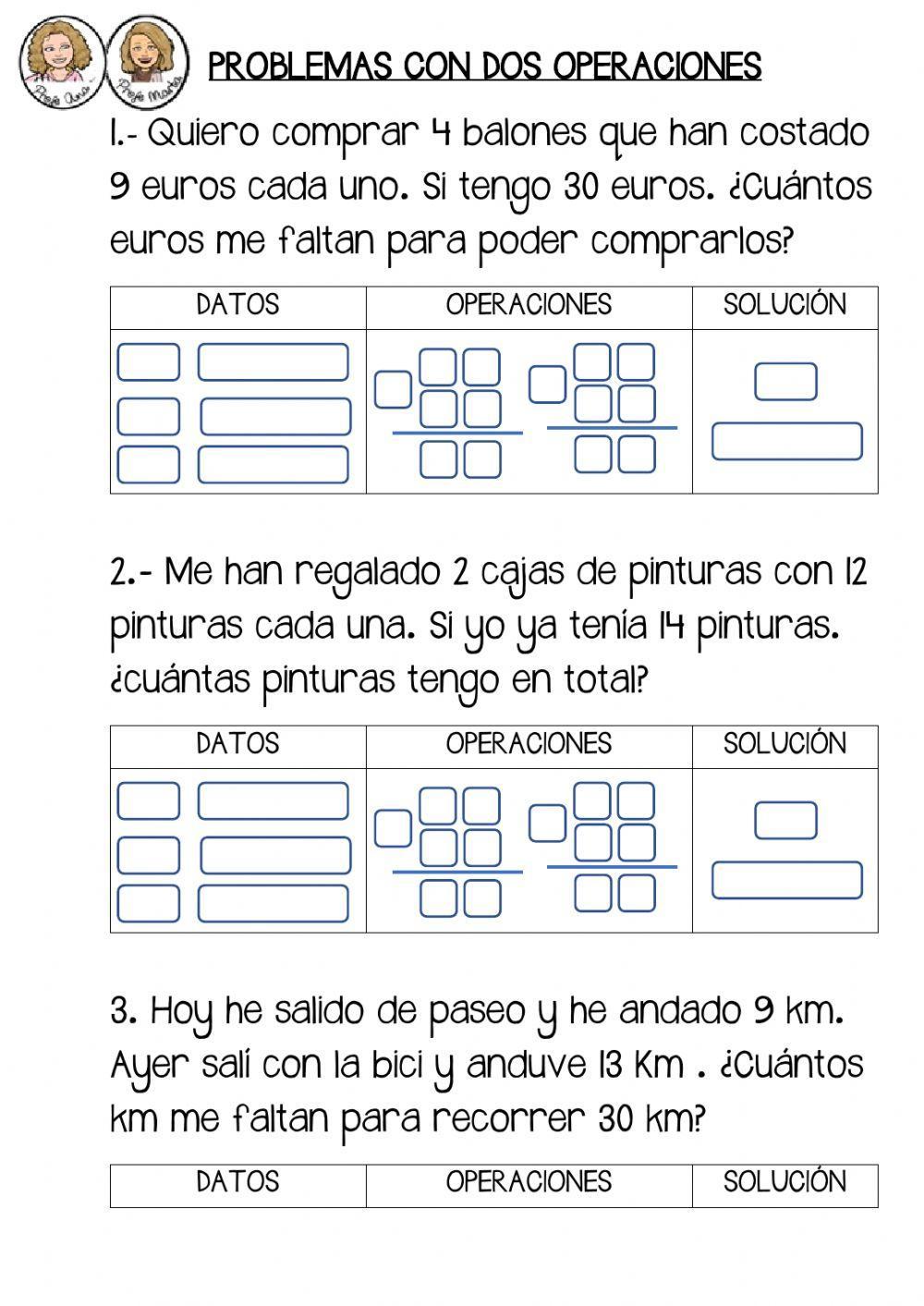 Problemas de dos operaciones Problemas de dos operaciones