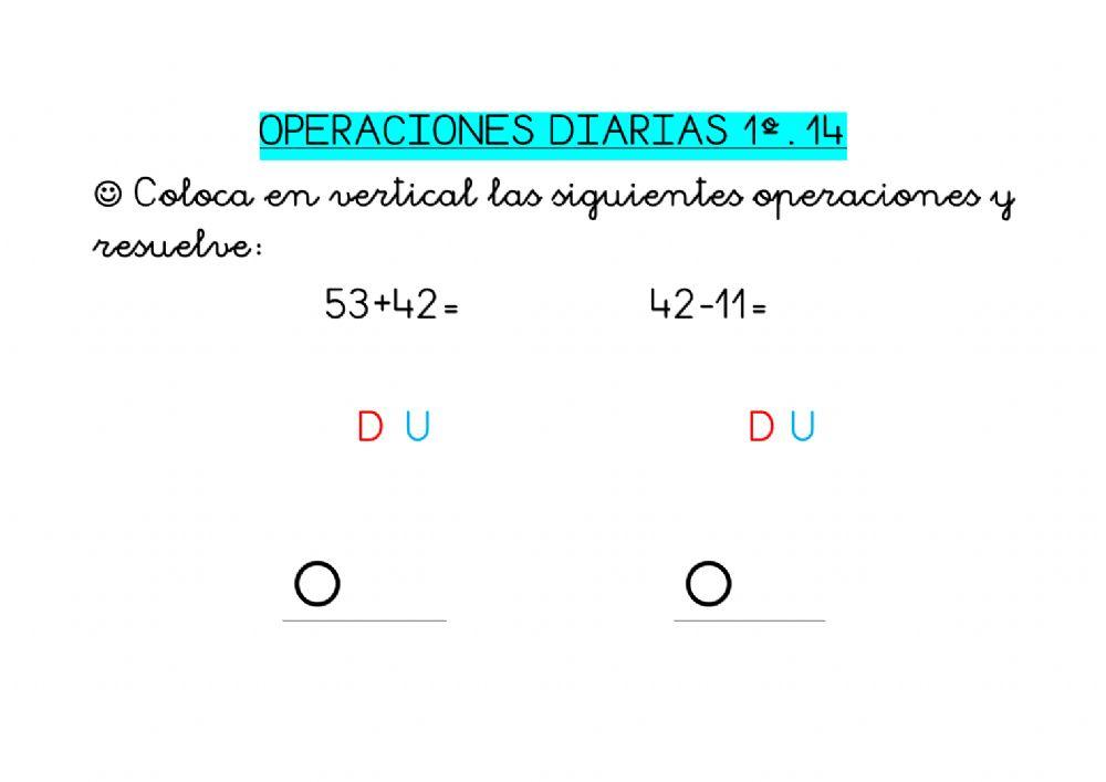 Operaciones diarias 1º. 14