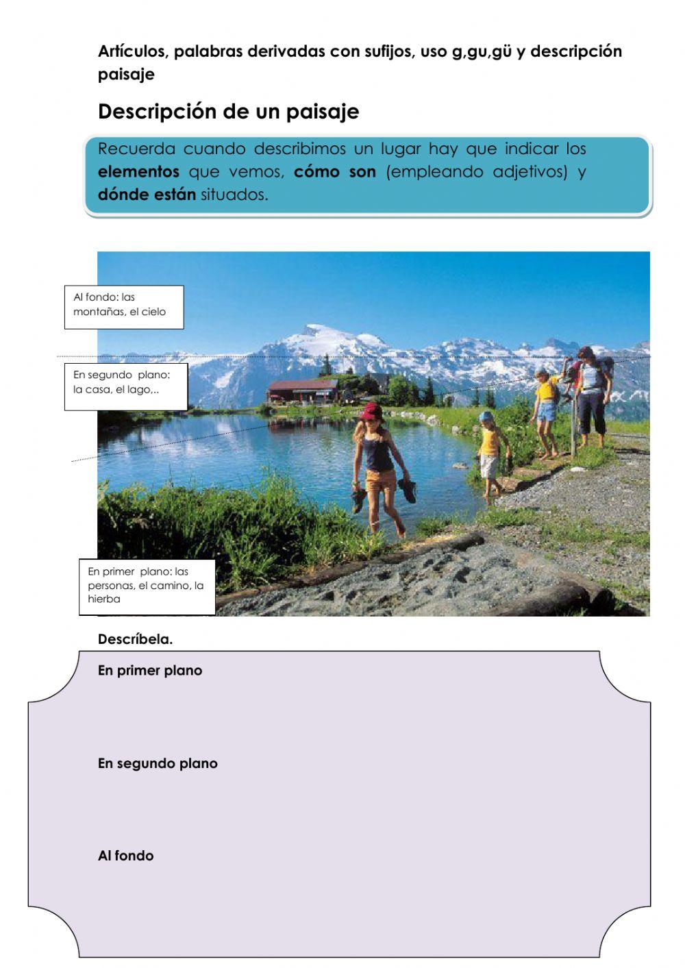 Artículos, derivadas, uso g, descripción paisaje