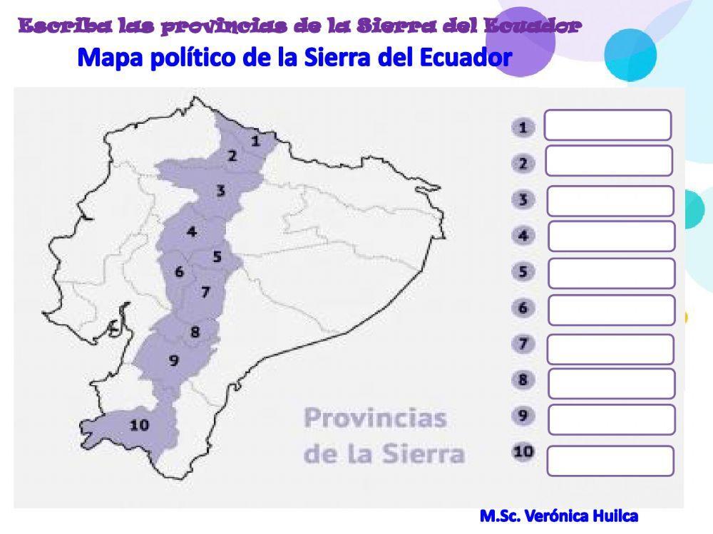 Mapa Político Región Sierra del Ecuador