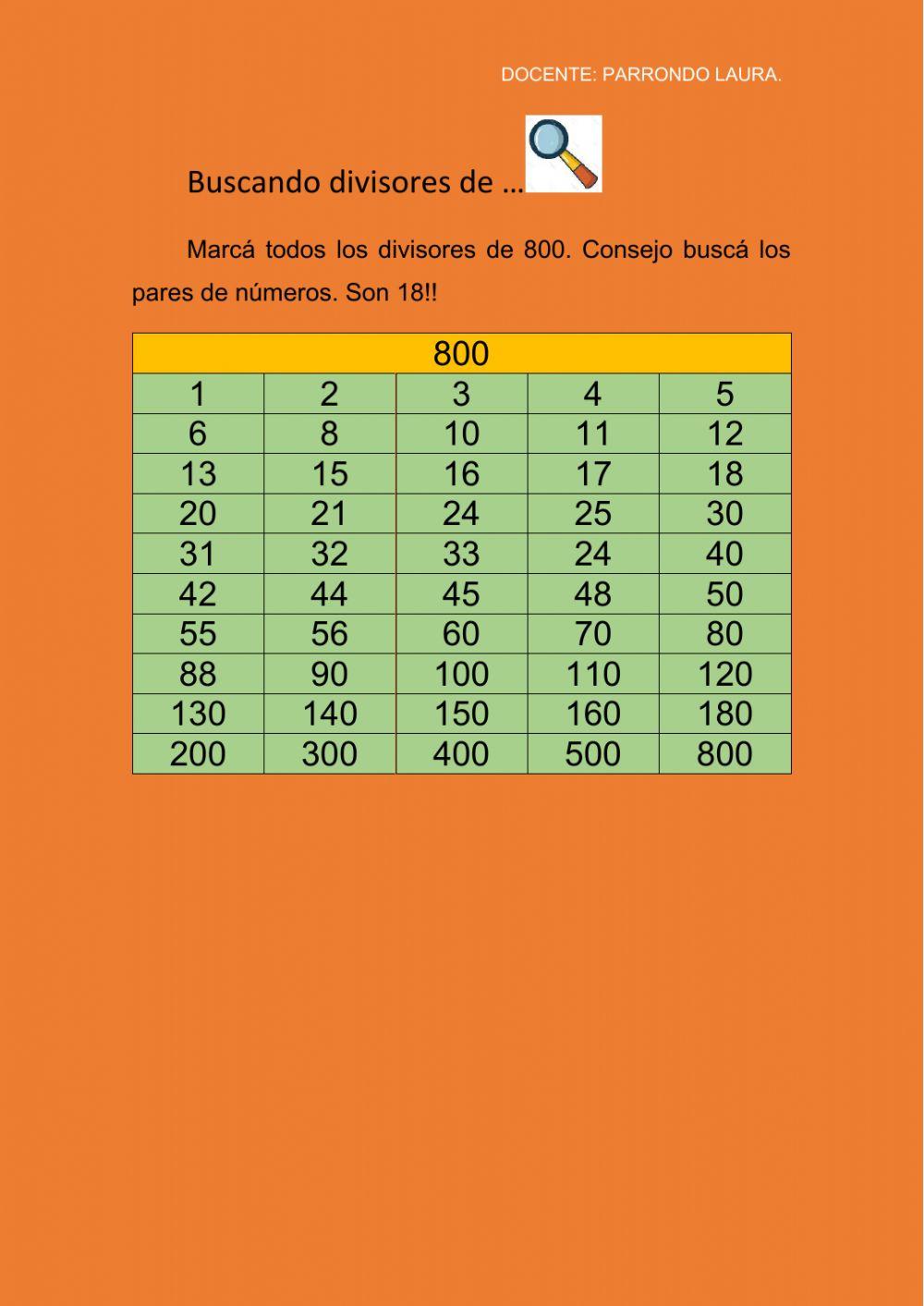 Buscando divisores de... 800!