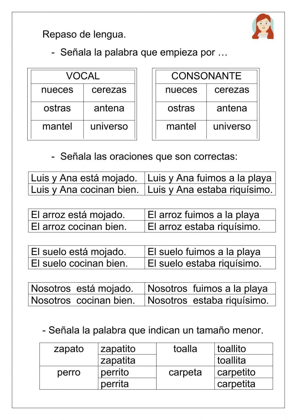 Repaso de lengua 1º