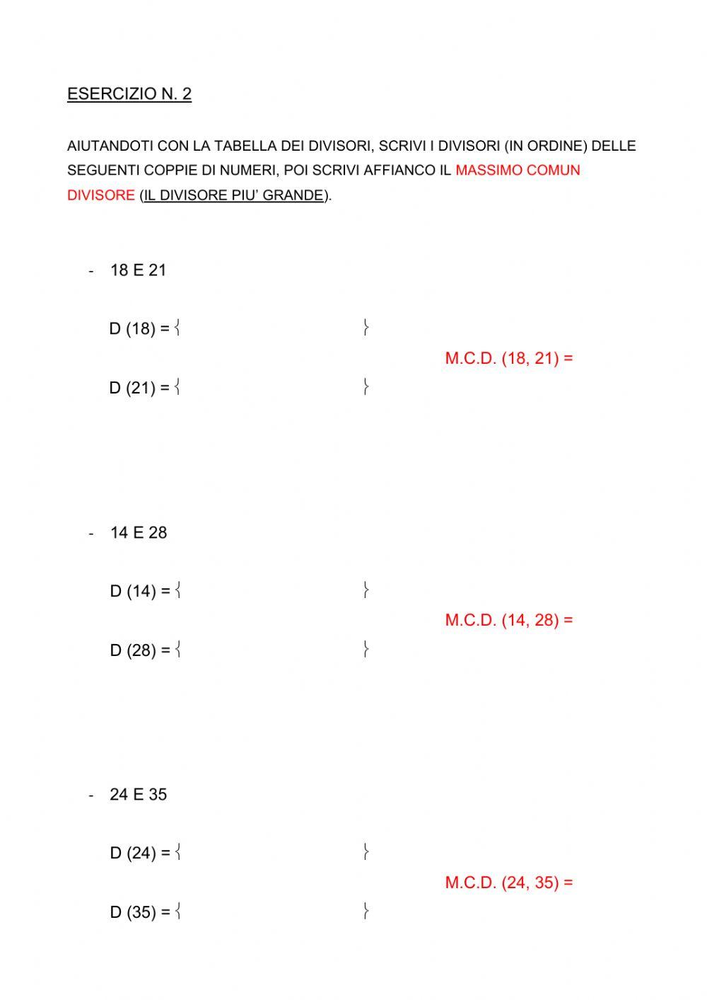 Massimo Comun Divisore