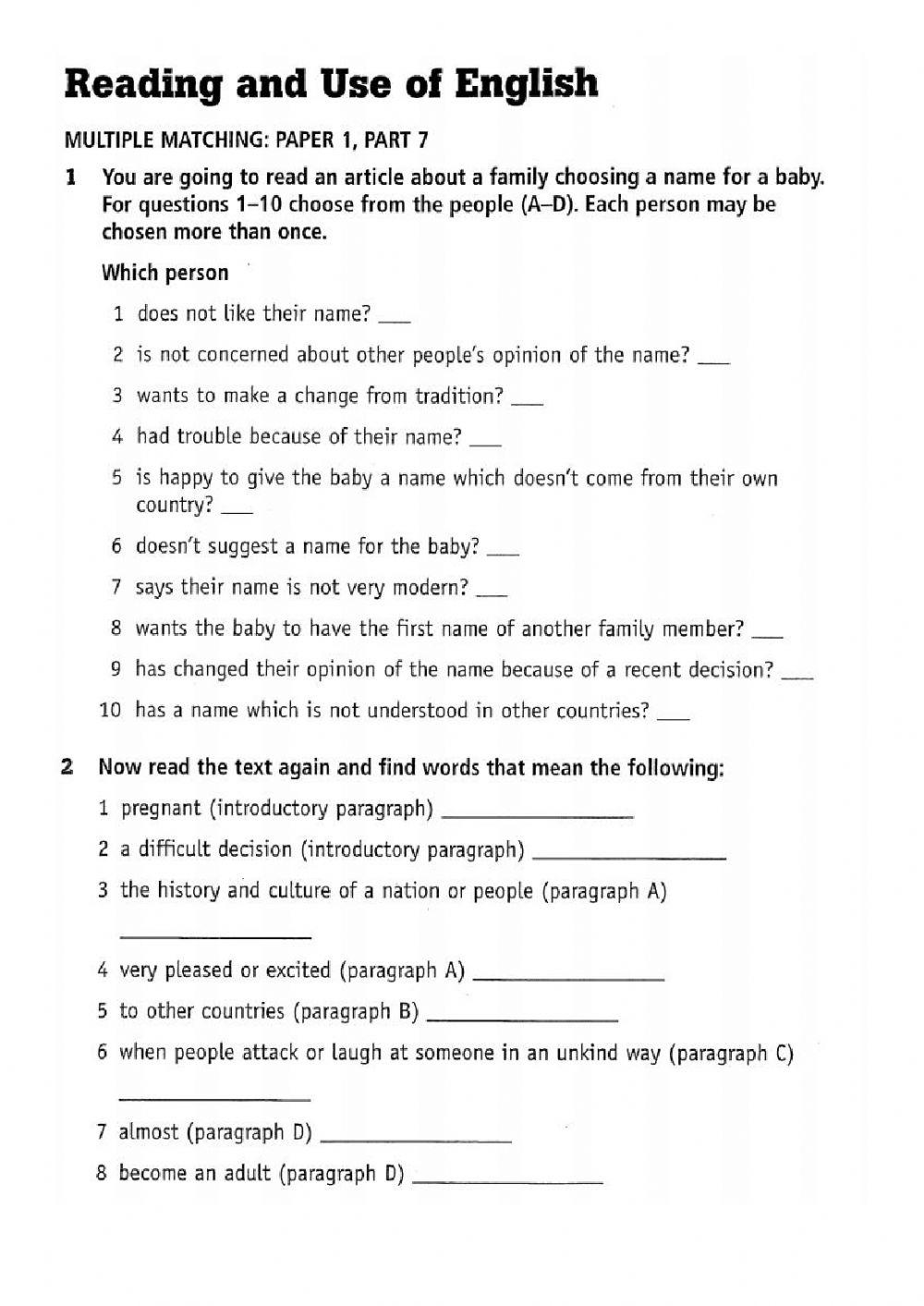 Reading Part 7 + Vocabulary