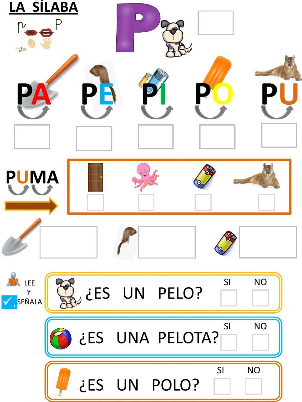 La sílaba:pa,pe,pi,po,pu,