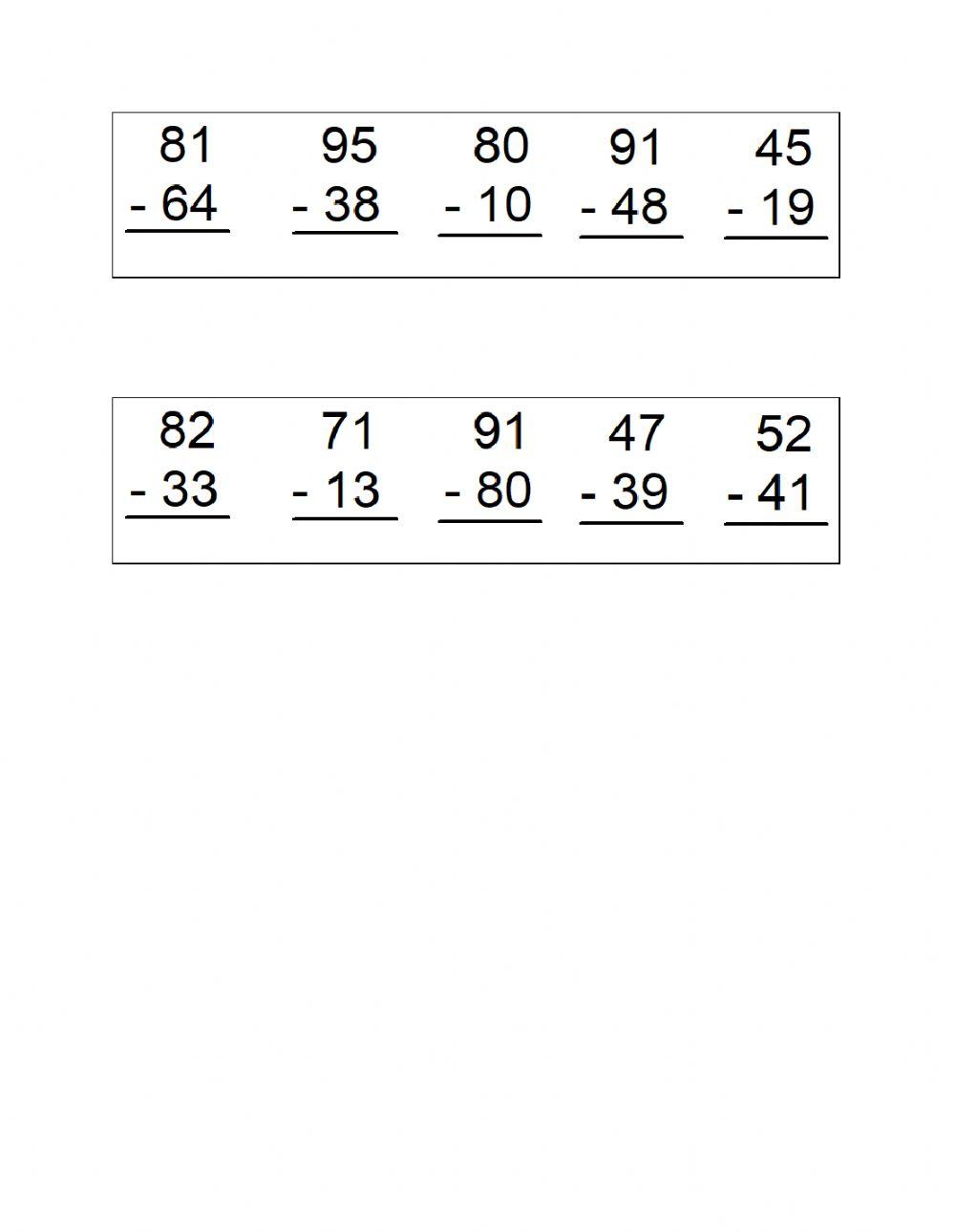 Double digit subtraction 1