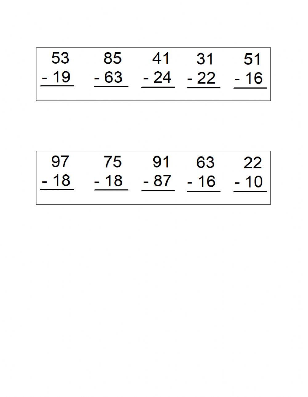 Double digit subtraction 2