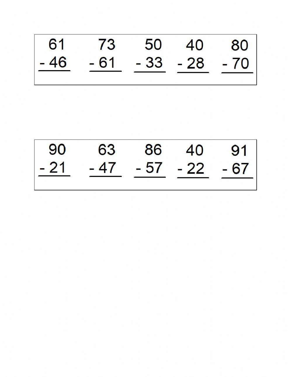 Double digit subtraction 4 worksheet Live Worksheets