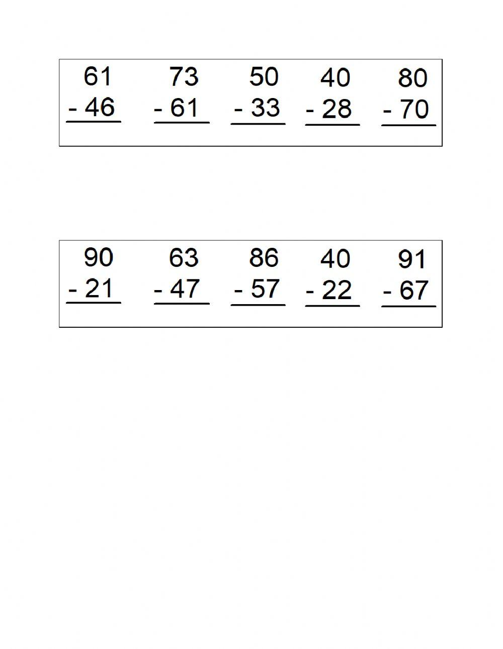 Double digit subtraction 4