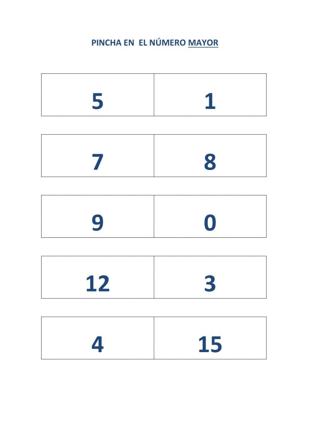 Número anterior-posterior. número mayor