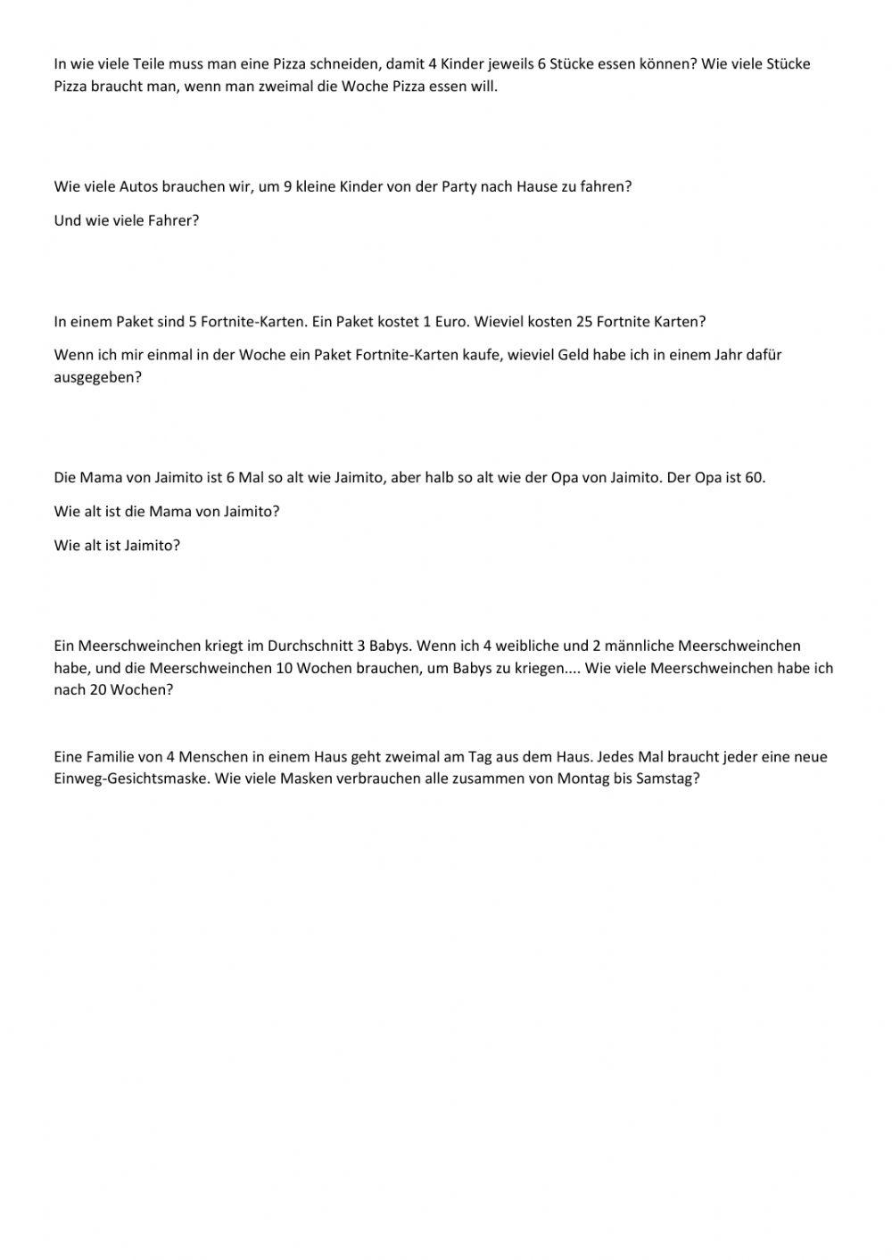 Multiplikation 1 - 6