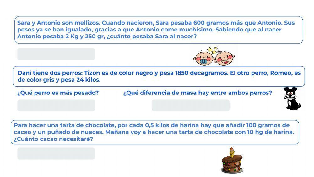 Problemas con unidades de longitud, masa y capacidad.