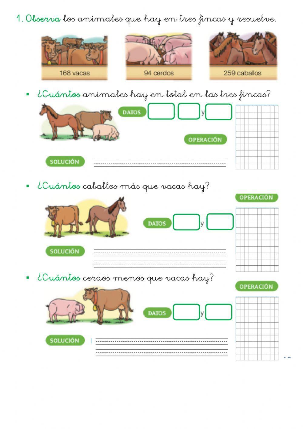 Problemas de cuántos más y cuántos menos.