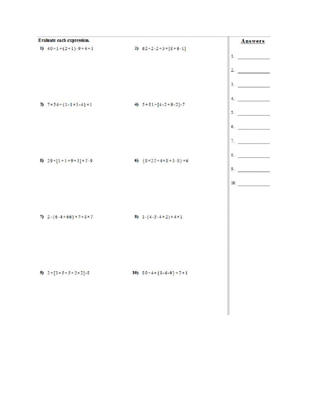 Order of operations 7