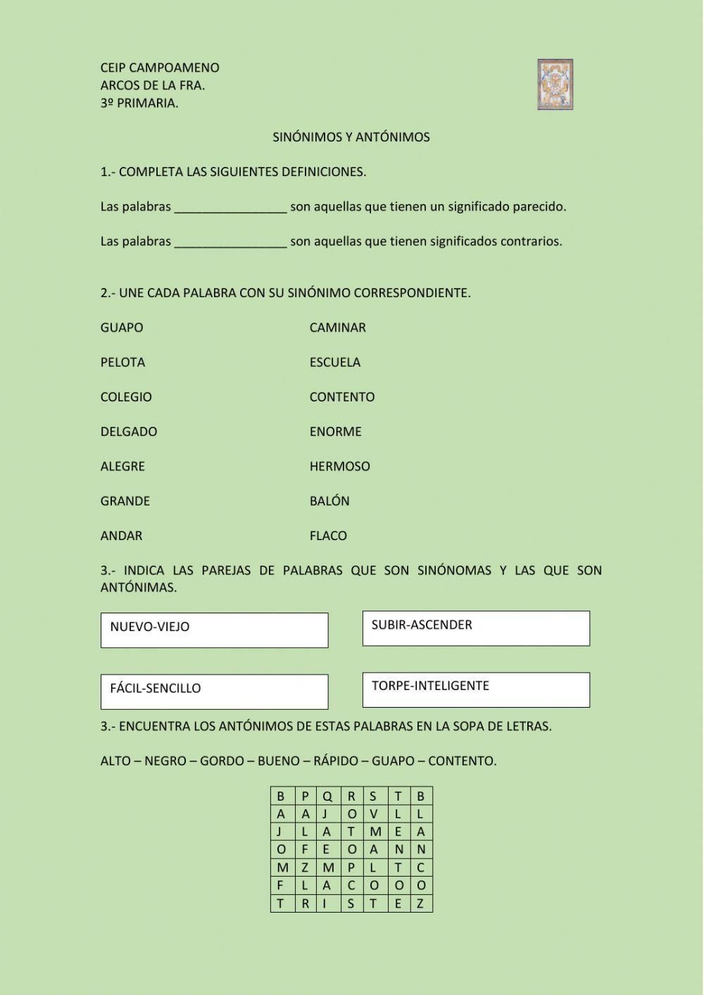 Sinónimos y antónimos