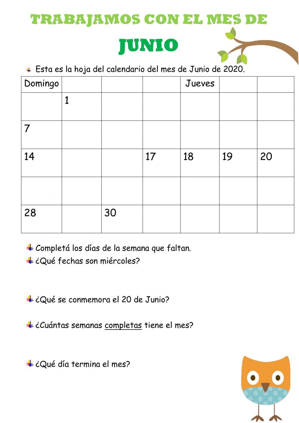 Calendario JUNIO