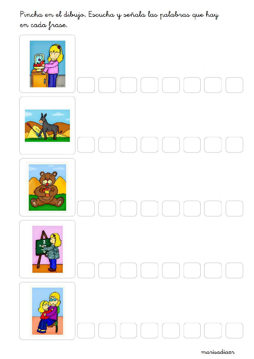 Cuenta las palabras que tiene cada frase