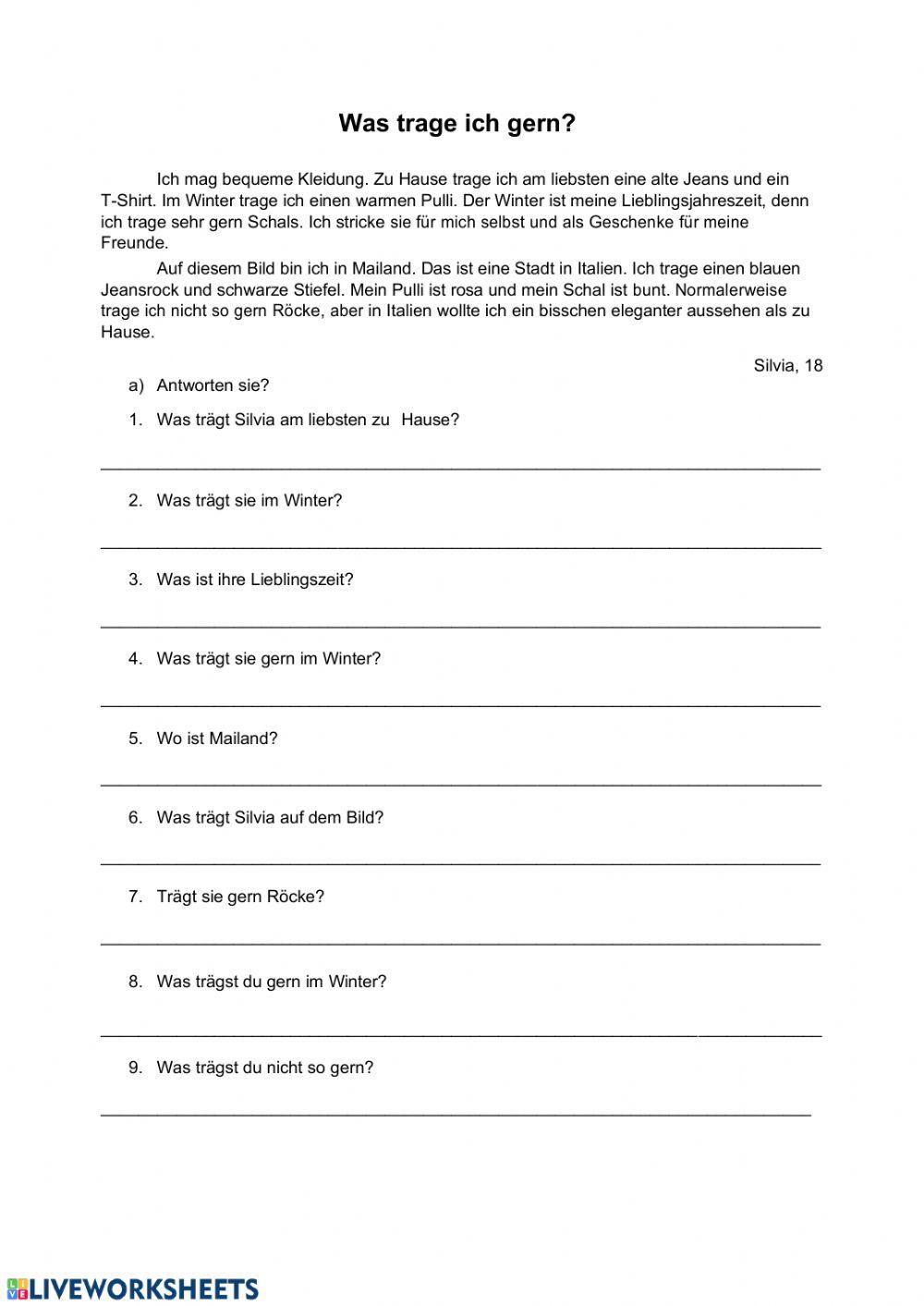 Was tragen sie gern-?
