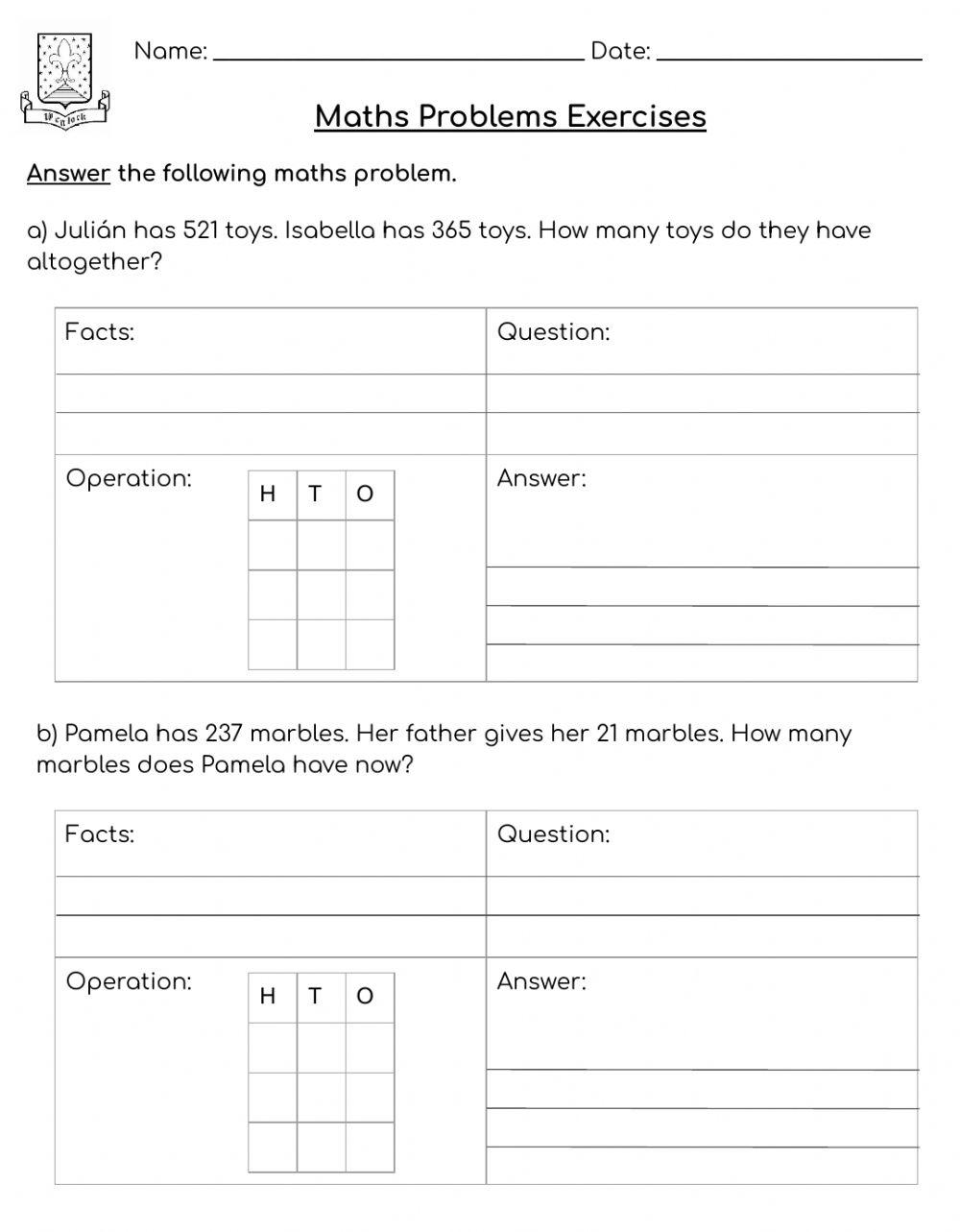 Problem Solving 237448 | DanRoelofsen | Live Worksheets