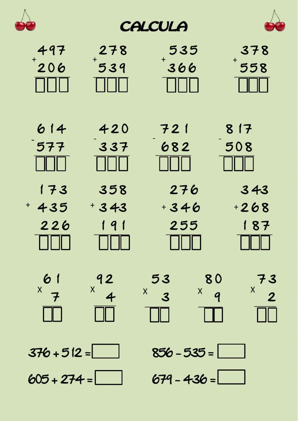 Sumas, restas y multiplicaciones