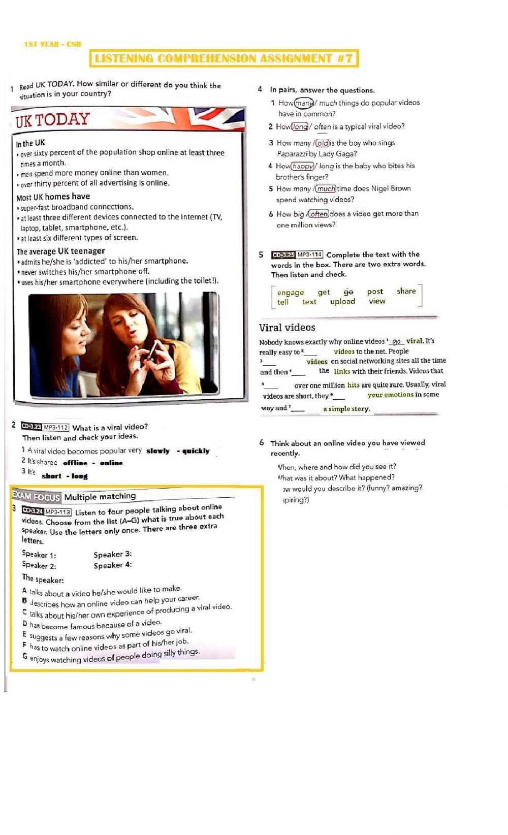 CSB - 1st YEAR - LISTENING - ASSIGNMENT -7