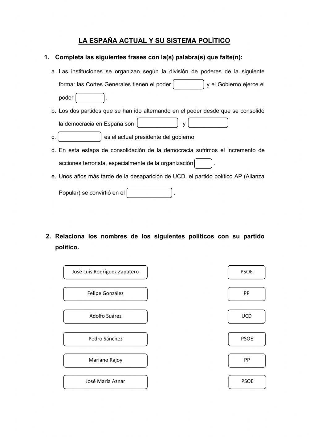 La España actual y su sistema político