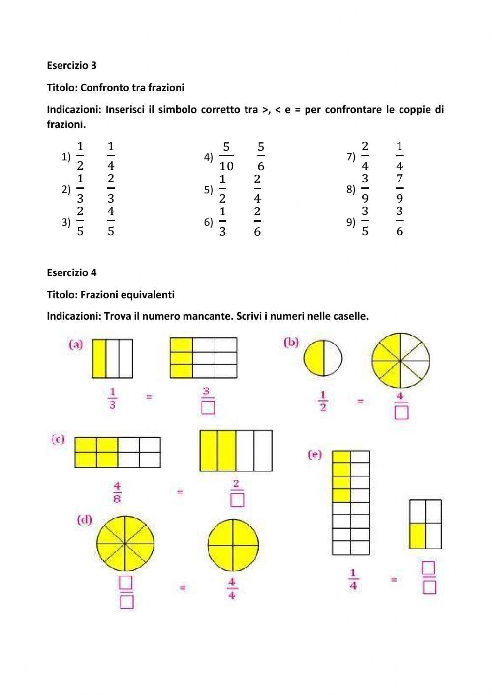 Verifica sulle frazioni