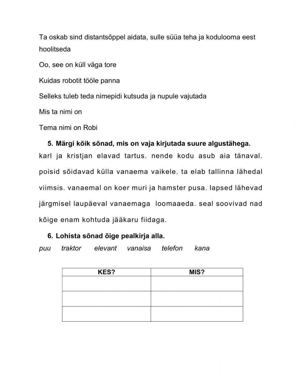 I kl eesti keele kokkuvõttev töö