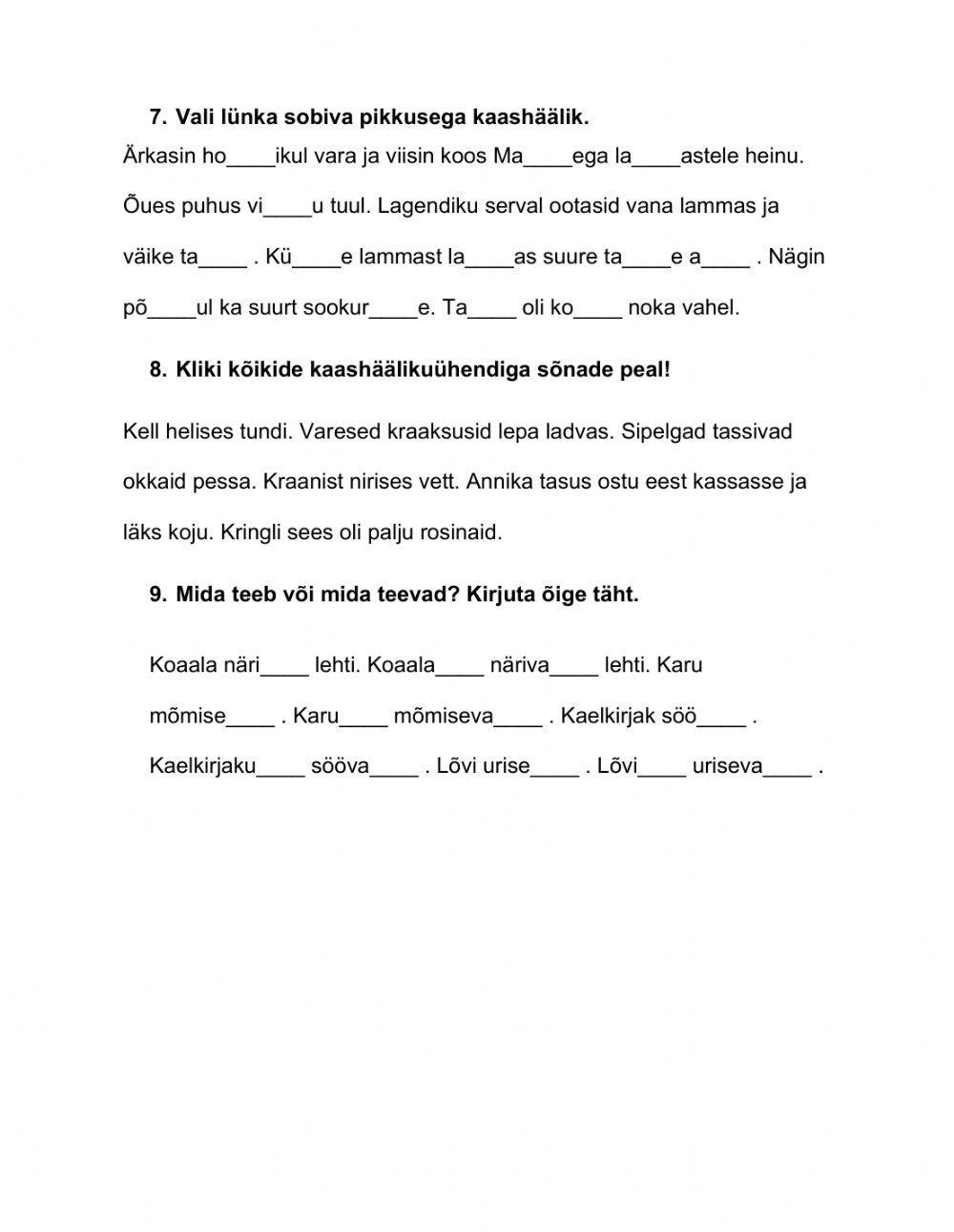 I kl eesti keele kokkuvõttev töö