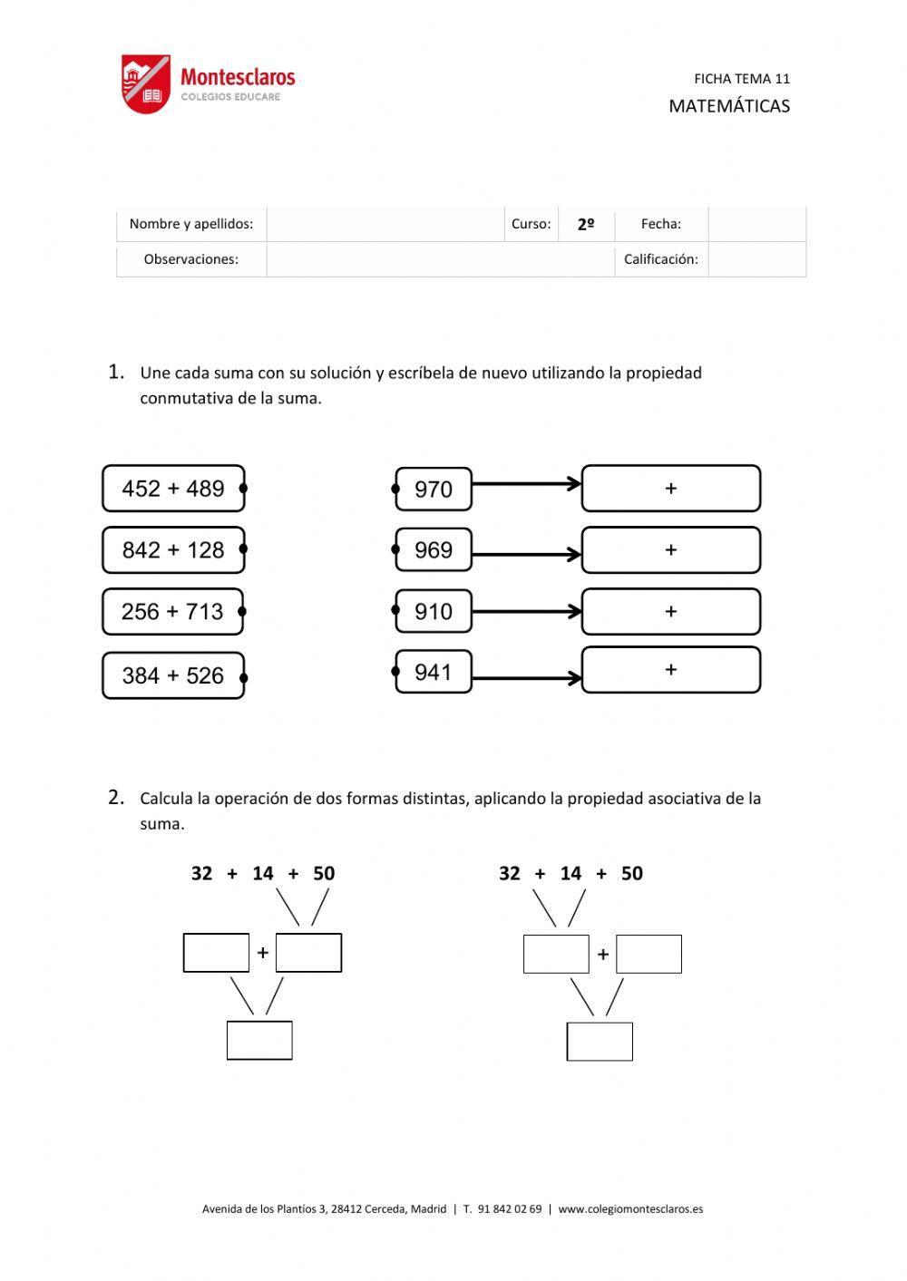Ficha matemáticas tema 11