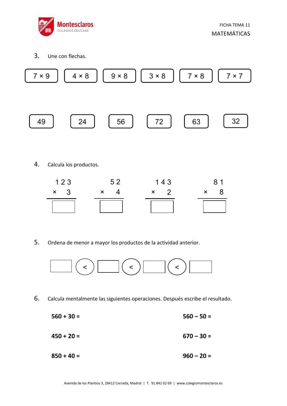Ficha matemáticas tema 11