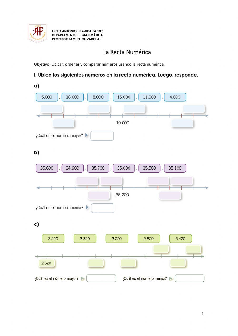 Números en la Recta Numérica