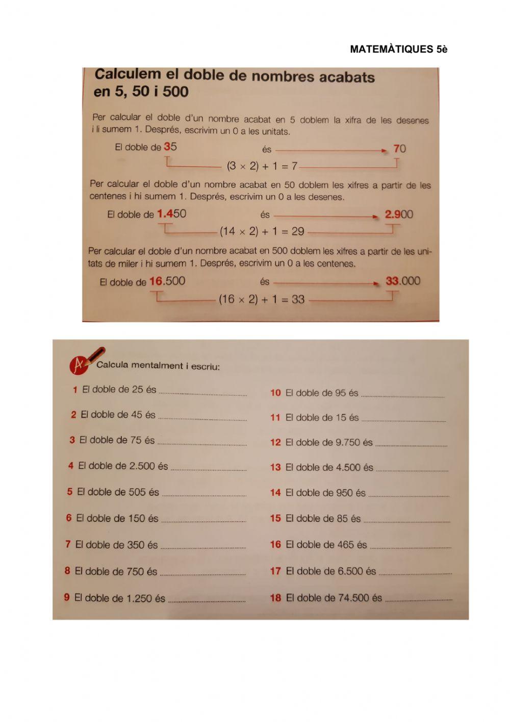 Càlcul doble de 5,50,500