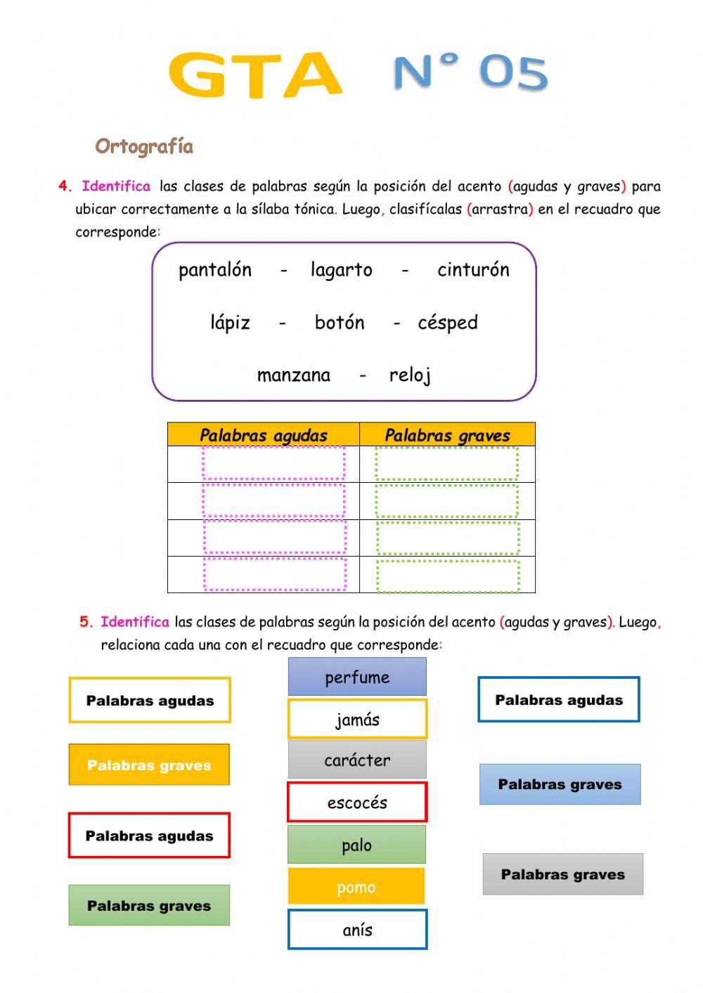 Palabras agudas y graves.