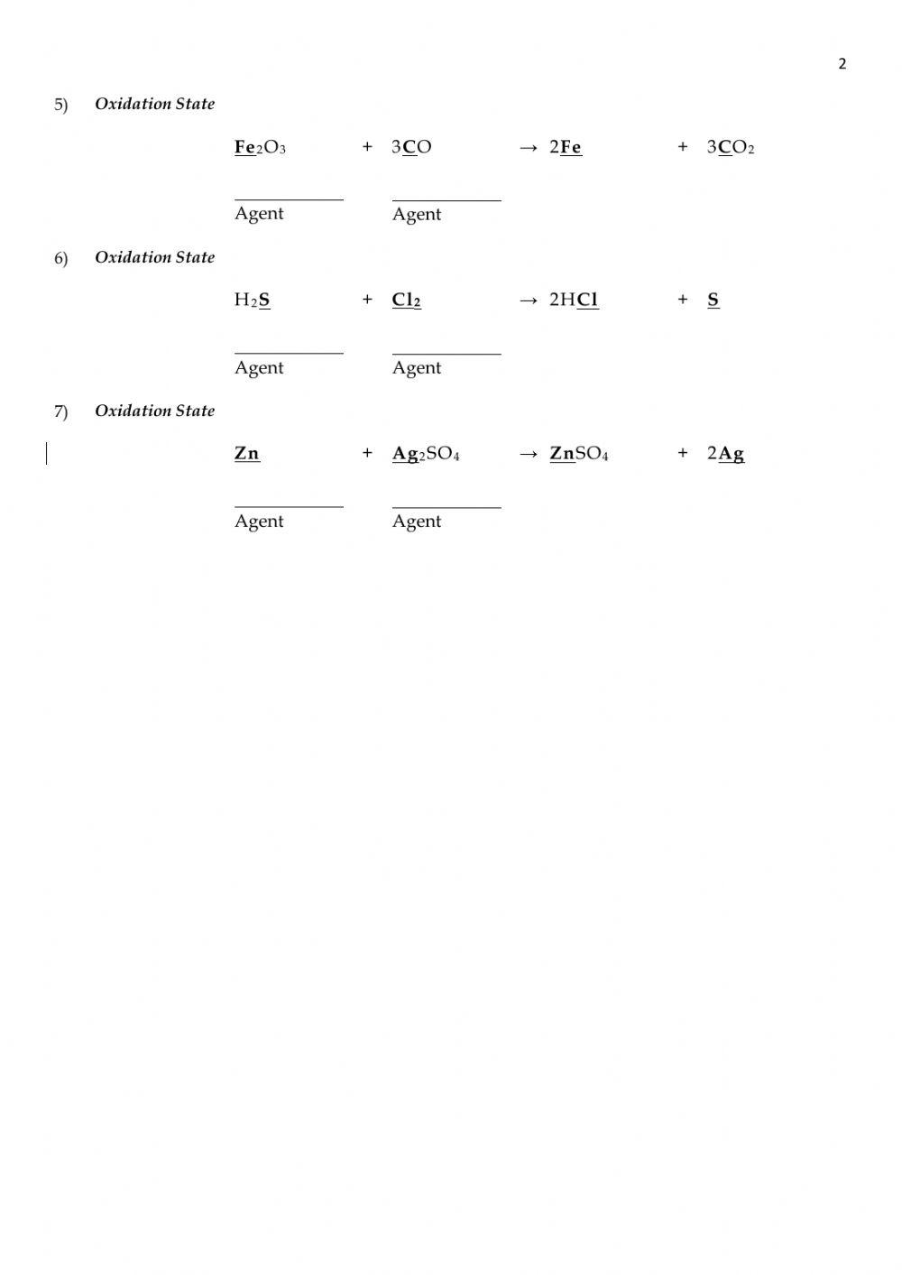 Oxidizing and reducing agents