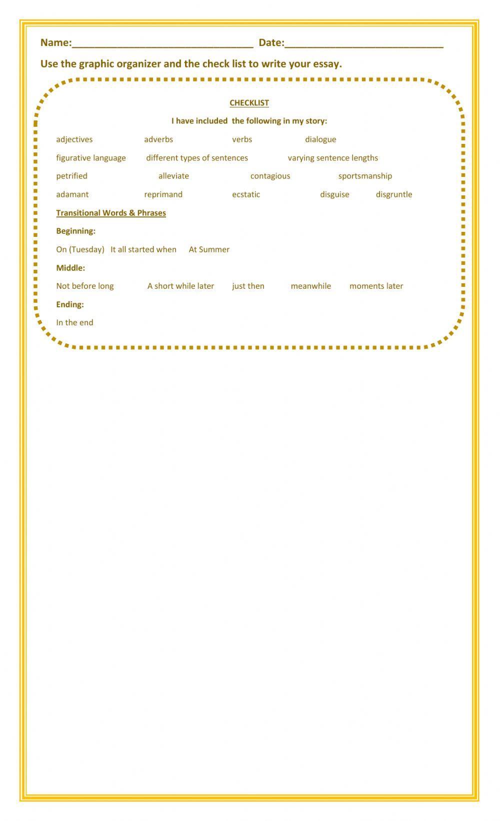 Narrative Graphic Organizer and Writing Prompt