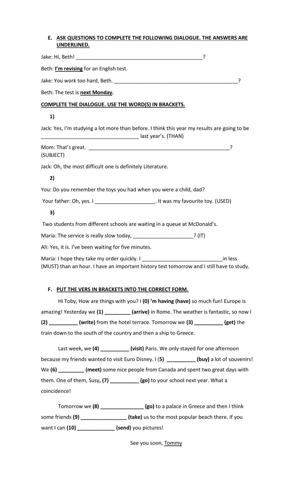 Level test beginner - pre intermediate